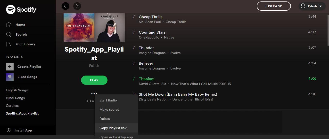 Fetching Playlist URI from Spotify Web App