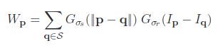 Bilateral Filtering in Python OpenCV - Formula