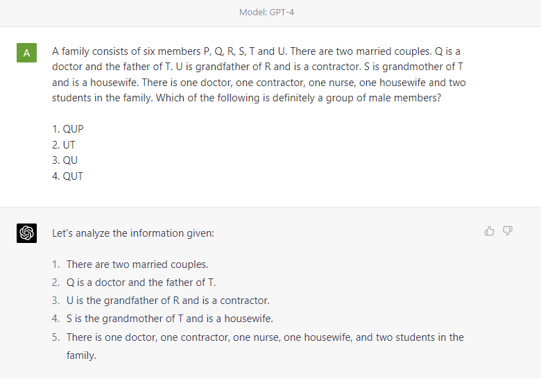 Chat GPT-4 Example of Reasoning - 1