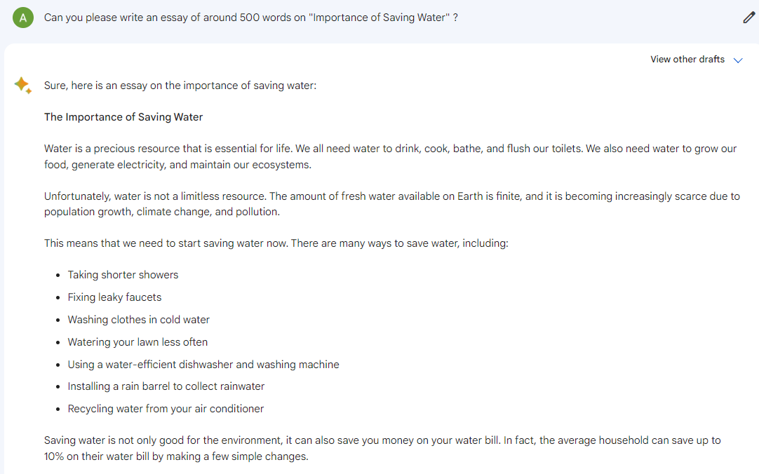 Google Bard Example - Essay - 1