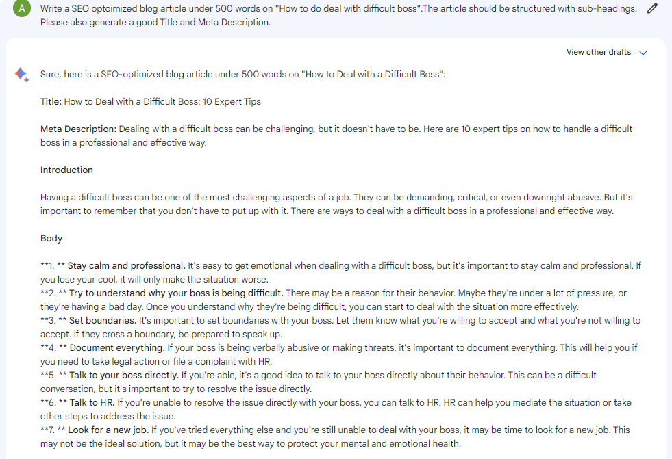 Google Bard Demo Blog - 1