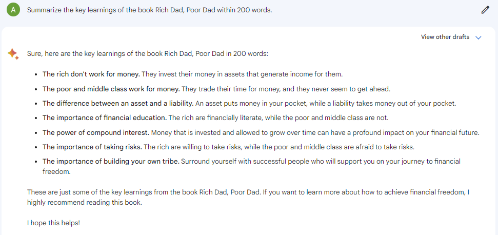 Google Bard Demo - Book Summarization