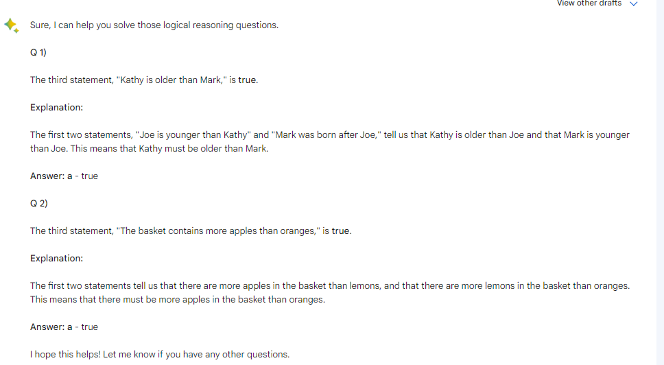 Google Bard Demo - Logical Reasoning - 2