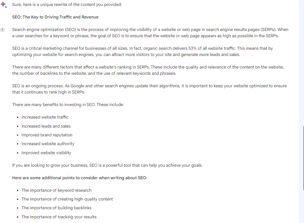 Google Bard Example - Article Spin - 2