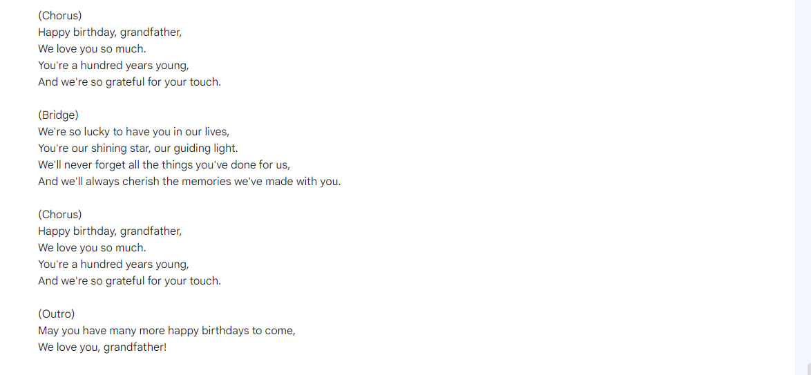 Google Bard Example Song -2