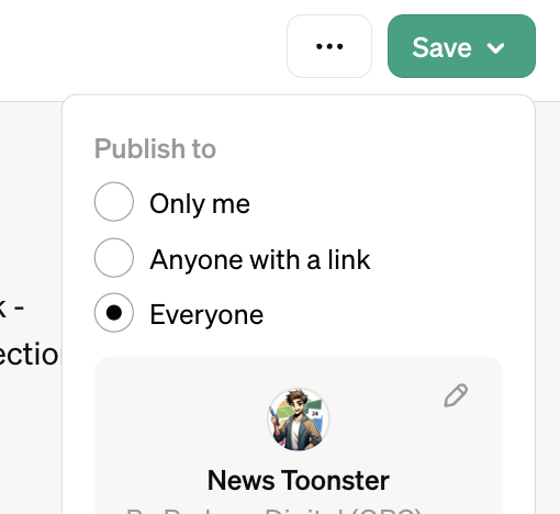 Publish Custom GPT in GPT Builder